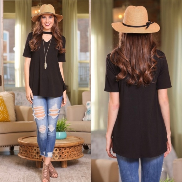 Infinity Raine Tops - ELEGANT Black Choker Style Tunic for Summer